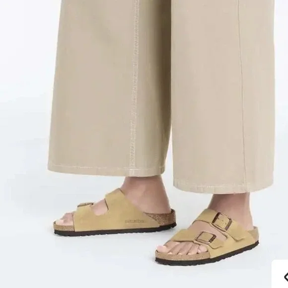 Birkenstock Sandals Size 41 Womens 10 N Arizona Latte Beige Leather Slip On Soft - Picture 14 of 14